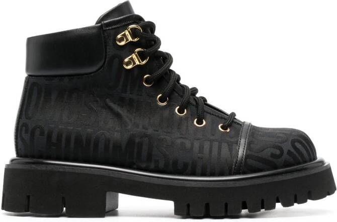 Moschino jacquard-logo boots Black
