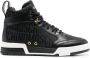Moschino jacquard-logo leather sneakers Black - Thumbnail 1