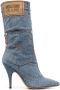 MOSCHINO JEANS 115mm logo-patch denim boots Blue - Thumbnail 1