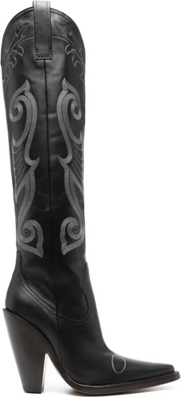 MOSCHINO JEANS 120mm pointed-toe leather boots Black