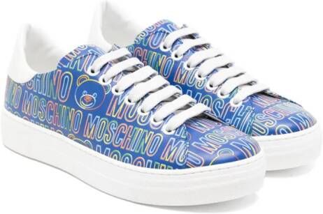Moschino Kids all-over logo print sneakers Blue