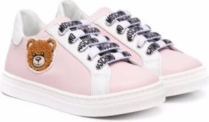 Moschino Kids bear-patch low-top sneakers Pink