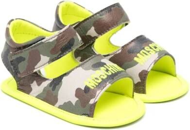 Moschino Kids camouflage-print leather sandals Brown