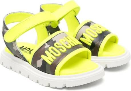 Moschino Kids camouflage-print leather sandals Yellow