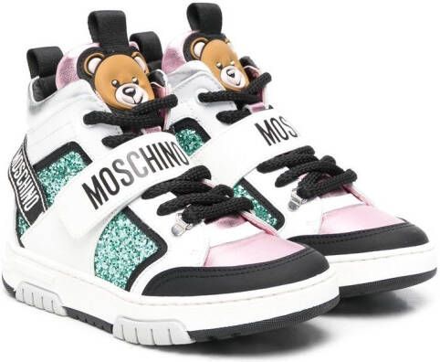 Moschino Kids colourblock logo print sneakers White
