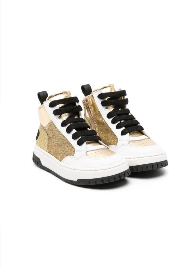 Moschino Kids embroidered-logo high-top sneakers Gold