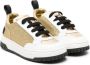 Moschino Kids glitter lace-up leather sneakers Gold - Thumbnail 1