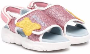 Moschino Kids glitter touch-strap sandals Pink