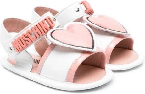 Moschino Kids heart-appliqué leather sandals White
