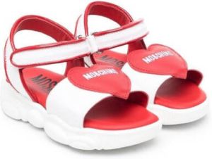 Moschino Kids heart-patch touch-strap sandals White