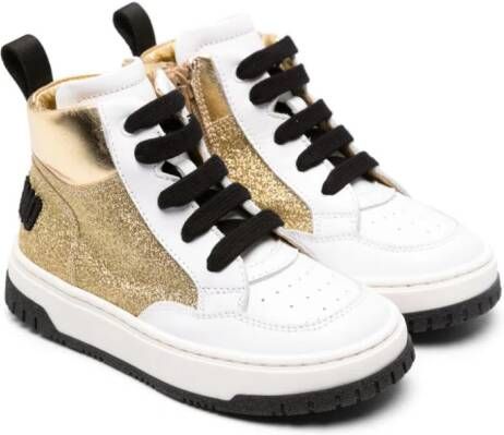 Moschino Kids high-top panelled sneakers Gold