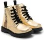 Moschino Kids laminated-finish leather ankle boots Gold - Thumbnail 1
