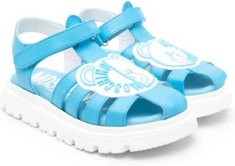 Moschino Kids Leo Teddy-appliqué sandals Blue