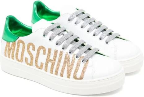 Moschino Kids logo-embellished glitter-detail sneakers White