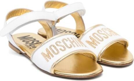 Moschino Kids logo-embellished leather sandals White
