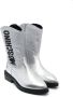 Moschino Kids logo-embroidered knee-high boots Silver - Thumbnail 1