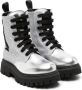 Moschino Kids logo-embroidered leather boots Silver - Thumbnail 1