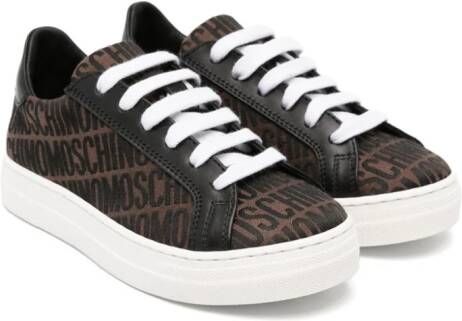 Moschino Kids logo-jacquard canvas sneakers Brown