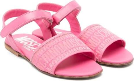 Moschino Kids logo-jacquard flat sandals Pink