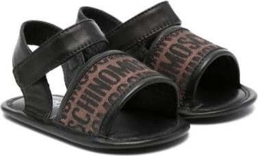 Moschino Kids logo-jacquard leather sandals Black