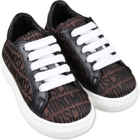 Moschino Kids logo-jacquard panelled sneakers Brown