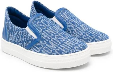 Moschino Kids logo-jacquard slip-on sneakers Blue