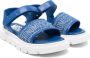 Moschino Kids logo-jacquard touch-strap sandals Blue - Thumbnail 1