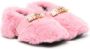 Moschino Kids logo-lettering faux-fur ballerina shoes Pink - Thumbnail 1