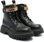 Moschino Kids logo-lettering leather ankle boots Black - Thumbnail 1