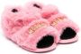 Moschino Kids logo-lettering shearling slippers Pink - Thumbnail 1