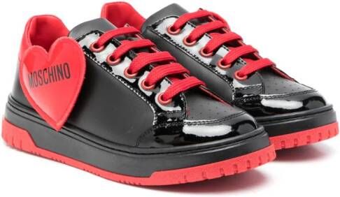 Moschino Kids logo-patch lace-up sneakers Black