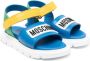 Moschino Kids logo-patch leather sandals Blue - Thumbnail 1