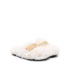 Moschino Kids logo-plaque faux-fur slippers White - Thumbnail 1