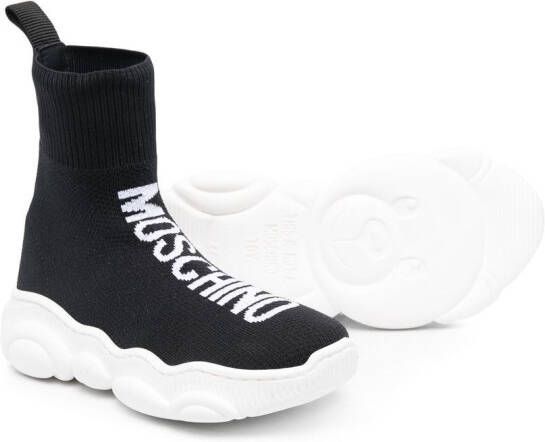 Moschino Kids logo-print ankle-sock sneakers Black