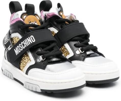 Moschino Kids logo-print glitter-detail sneakers Black