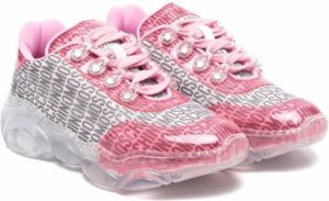 Moschino Kids logo-print lace-up sneakers Pink