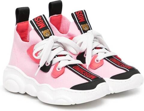 Moschino Kids logo-print lace-up trainers Pink
