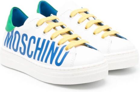Moschino Kids logo-print lace-up trainers White