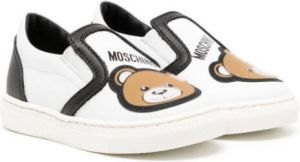 Moschino Kids logo-print laceless leather sneakers White