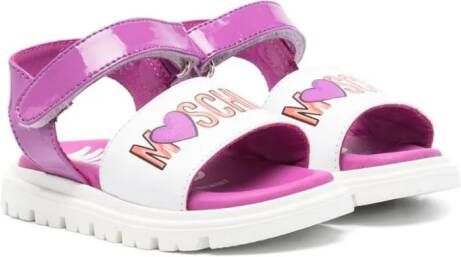 Moschino Kids logo-print leather sandals White