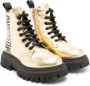 Moschino Kids logo-print metallic leather boots Gold - Thumbnail 1