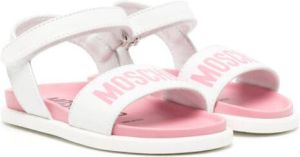 Moschino Kids logo-print open-toe leather sandals White