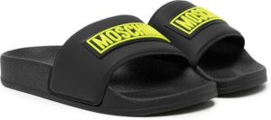 Moschino Kids logo-print open-toe slides Black