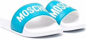Moschino Kids logo-print open-toe slides White