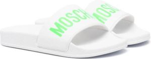Moschino Kids logo-print slides White