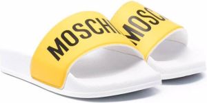 Moschino Kids logo-print slides White