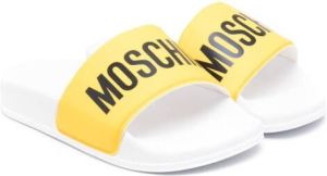 Moschino Kids logo print slides Yellow