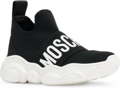 Moschino Kids logo-print slip-on sneakers Black