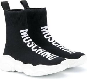 Moschino Kids logo print sock trainers Black