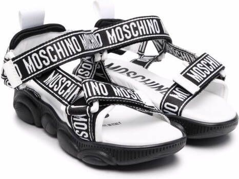 Moschino Kids logo-print strap sandals Black